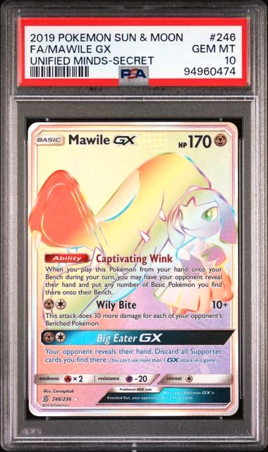 Mawile GX (Secret) 246/236 Sm Unified Minds Holo PSA 10 (Pop 107)  Gem Mint 246