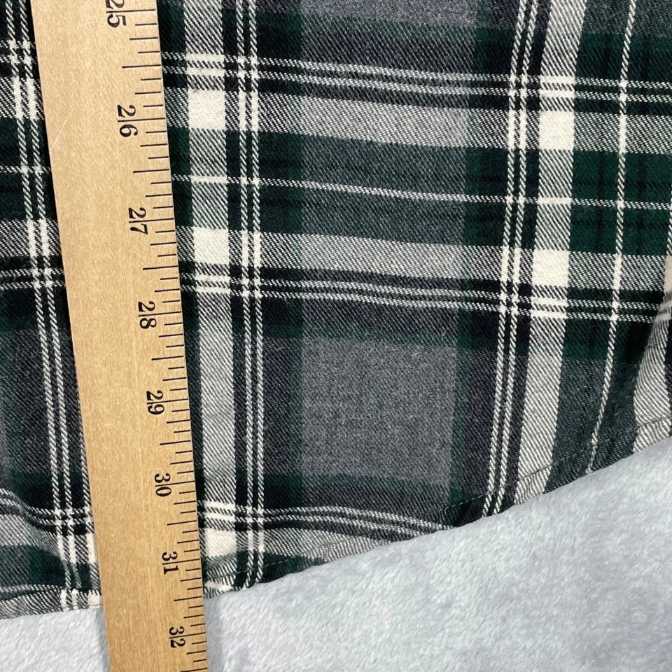 J. Camisa informal de franela a cuadros con botones para hombre XL verde gris blanco algodón Foto 4 de 4