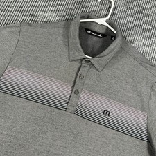 Travis Mathew Polo Shirt Mens XL Extra Large Gray Striped Short Sleeve Golf