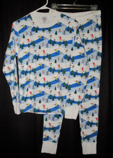 Hanna Andersson Pajamas Set Long Johns Adult Small Ski Slopes Cotton Holiday