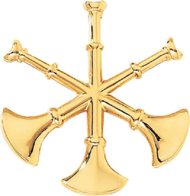 3 Crossed Bugles Assistant Chief Hat Badge Firefighter Fire Dept Insignia Gold