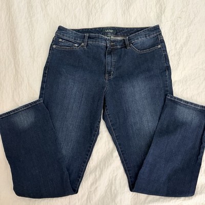 Lauren Ralph Lauren Modern Straight Curvy Stretch Jeans Dark Wash Size 14 EUC