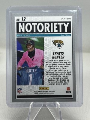 2025 Panini Mosaic Travis Hunter Notoriety RC #12 Orange