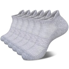 Men's Ankle Socks Athletic Tab Running Low Cut 6 Pairs 9-12 Grey