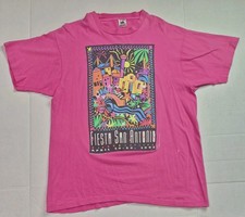 Vintage 1993 Fiesta San Antonio Pink Shirt Size XL Made In USA Single Stitch