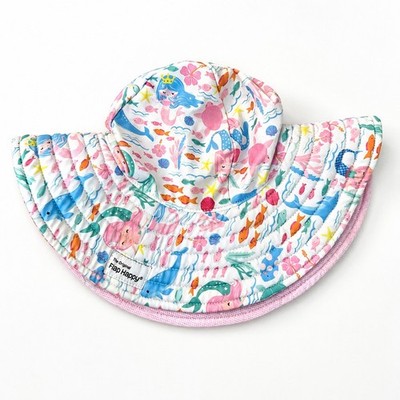 Flap Happy Original Mermaid Print Wide Brim UPF Sun Hat Baby Toddler Pink