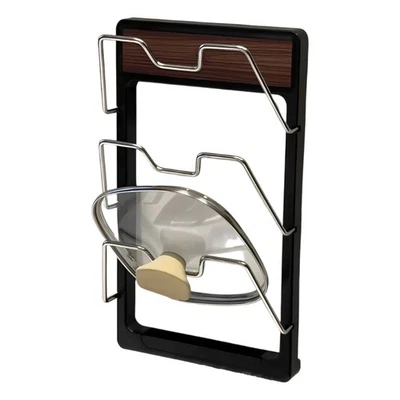 Pot Lid Storage Solution Wall Mount Suction Cup 3 Layer Stainless Steel - Image 1 of 4