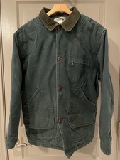 Vintage LL Bean Green Chore Coat Jacket Men’s L Flannel Lined 90s Barn USA Made