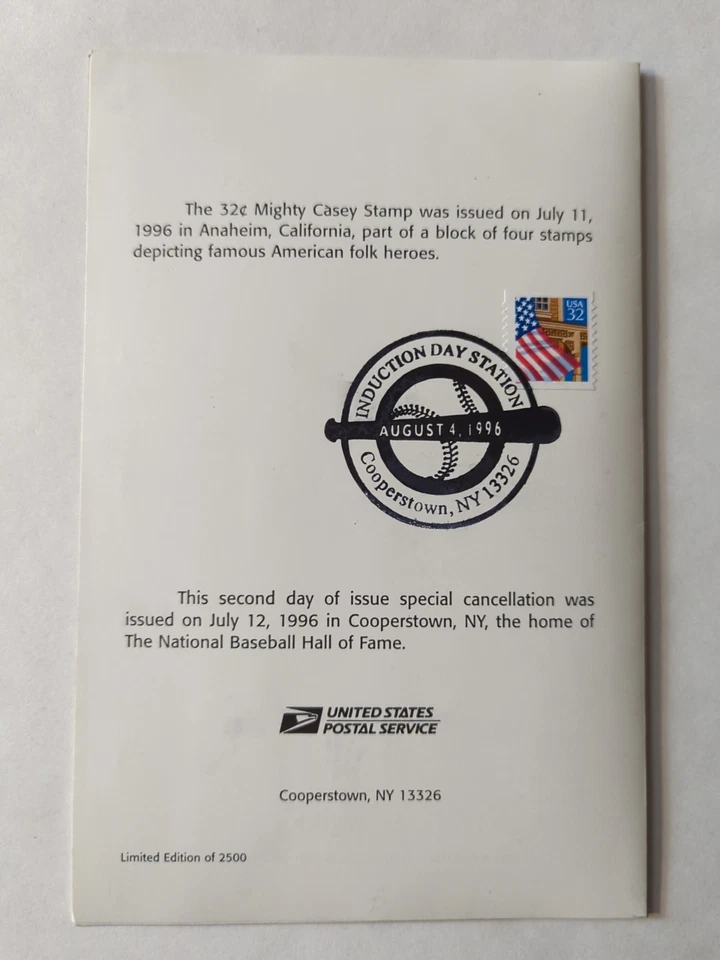 1996 Casey At The Bat Pamphlet, Cooperstown NY Induction Day August 4th 1996 - Image 2 of 4