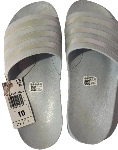 New Adidas Adilette Aqua Slip On Sandals Slides Light  Blue Summer Women Size 10