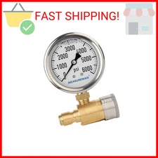 MEASUREMAN 2-1/2" Pressure Washer Gauge, Pressure Gauge Kit, 3/8 Inch Quick Conn