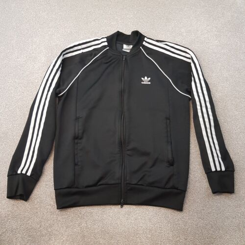 Adidas Mens Track Jacket Large Black Trefoil Firebird Originals SST Bomber Zip