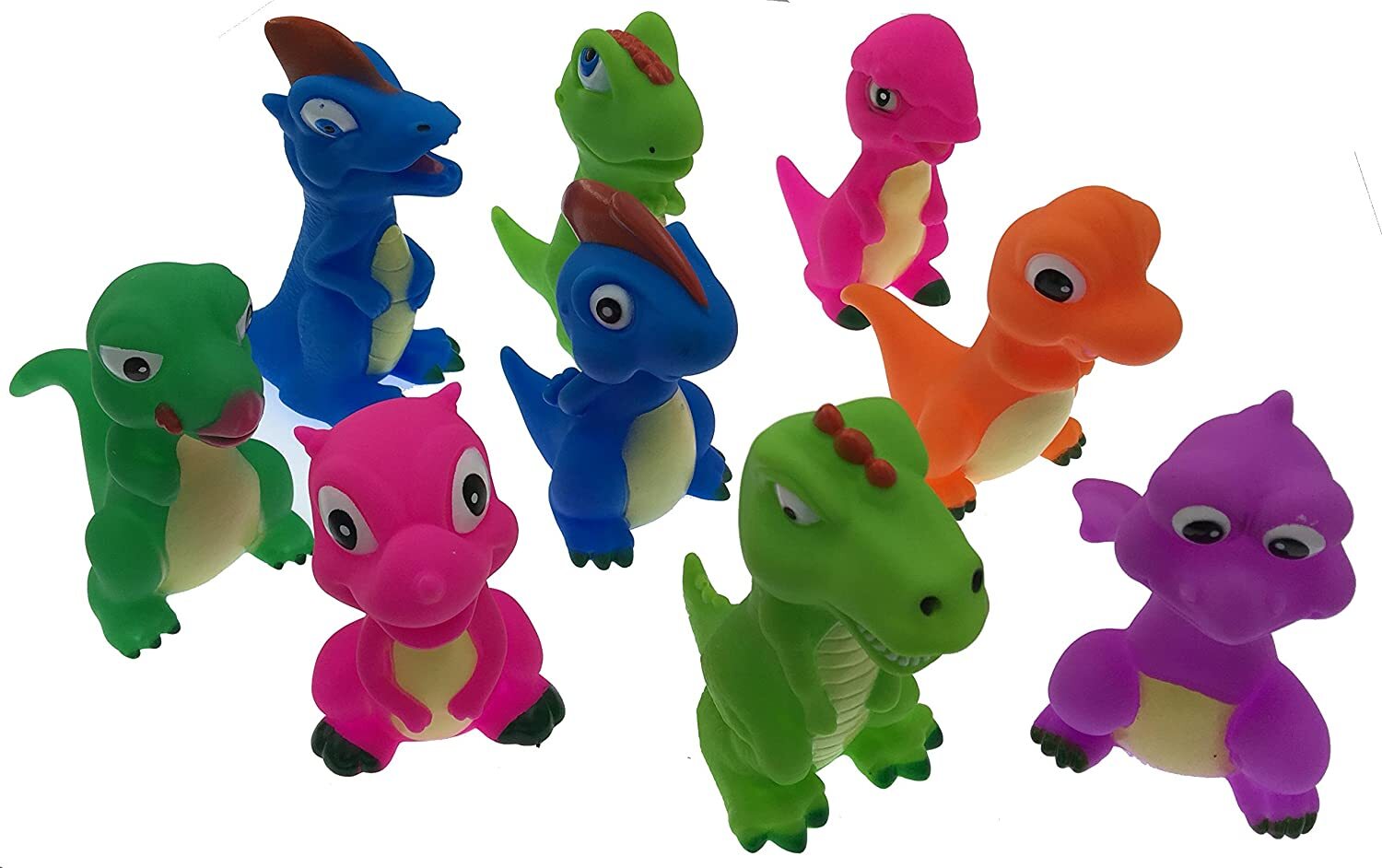 Rubber Dinosaur Family Bathtub Pals - Floating Bath Tub Toy - 3 Random Pcs