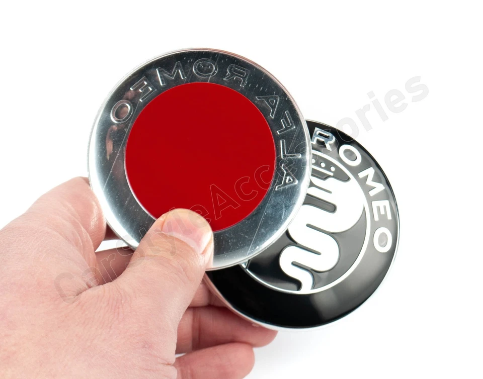 74mm Alfa Romeo emblèmes noirs 147 159 GT Mito Giulietta insignes avant et ar... - Photo 3/4