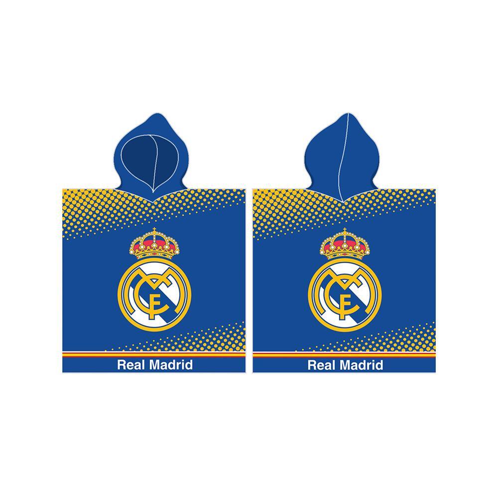 Real Madrid Asciugamano Poncho Cappuccio 100% Cotone Piscina Spiaggia Bagno Kids
