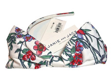 NWT Janie And Jack Girl's Bow Headband Jet Ivory Floral Hair Accessories