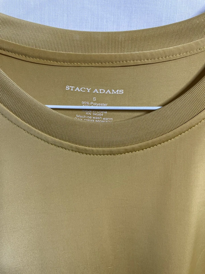 Camiseta deportiva Stacy Adams para hombre pequeña ligera que absorbe la humedad mostaza dorada Foto 3 de 4