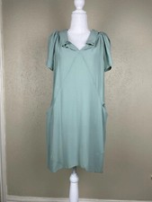 VTG Balenciaga Silk Women  s Green Mint Shirt Dress Simple Chic Size 42/ 8 US