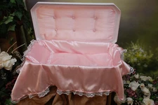 Newnak's Medium 24" Deluxe Pet Casket White/Pink