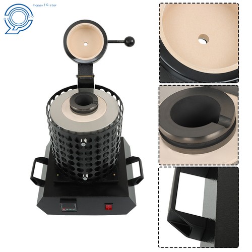 Black 3KG Gold Melting Furnace Digital Electric Melting Furnace 1400W For Mental - Picture 19 of 23