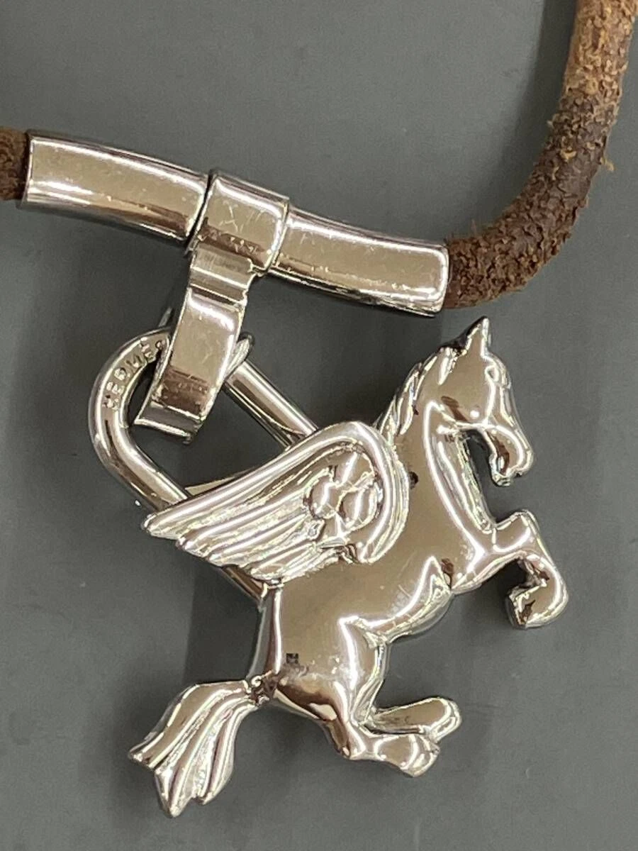 HERMÈS Hermes Cadena Argento Pegaso con Girocollo Collana Borsa Charm Donna senza scatola