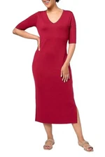 Attitudes by Renee Parisian Jersey Midi Dress Red Ash