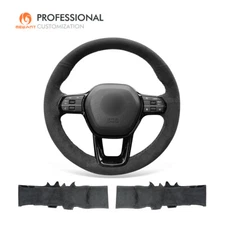 MEWANT Costom DIY Black Alcantara Car Steering Wheel Cover for Honda Civic 11 XI
