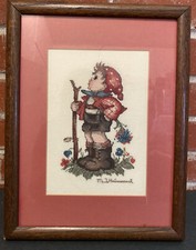 Hummel, "The Little Hiker", Counted Cross Stitch Needle Work Complete Framed