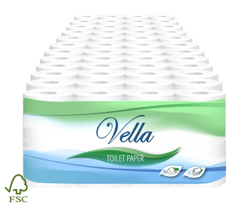VELLA 64 Rollen Toilettenpapier Klopapier WC-Papier 3 lagig 150 Blatt Zellstoff FSC®🧻