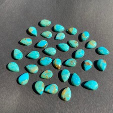  WHOLESALE NATURAL BLUE MOHAVE TURQUOISE CABOCHON PEAR SHAPE LOOSE GEMSTONE