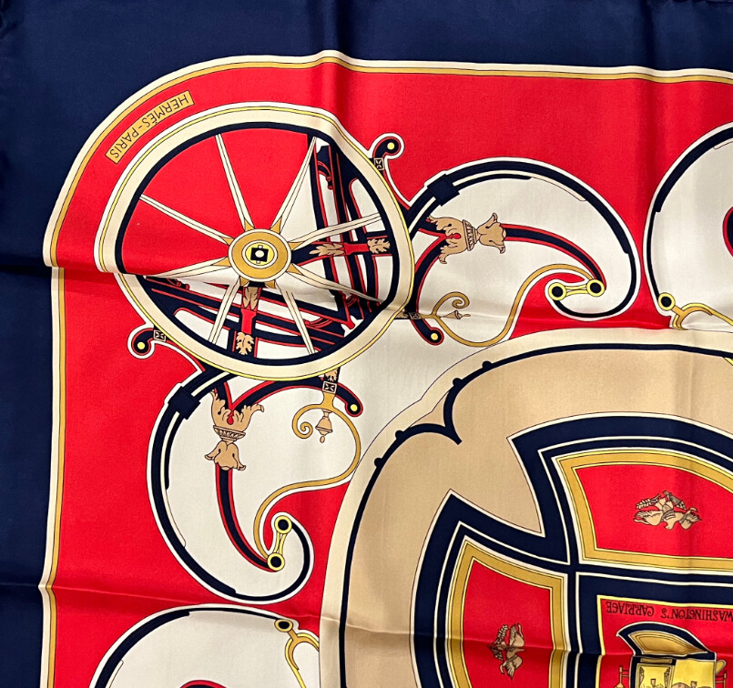Authentic RARE! Hermes Washington's Carriage Vintage 90cm Silk Scarf image 6