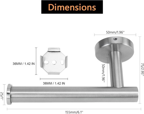 Bathroom Toilet Paper Holder Premium Stainless Steel Rustproof Wall Mounted 1 PC - Picture 4 of 8