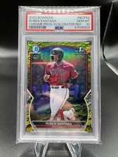 2023 Bowman Baseball Ruben Santana Yellow Lunar Crater Refractor /75 PSA 10