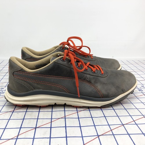 Lightweight Men’s Size 10.5 Puma Gray Orange Leather Golf Everfoam Shoes - Picture 5 of 10