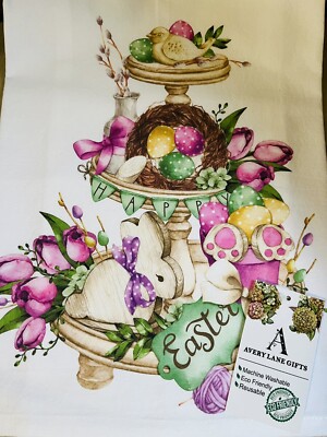 Se Of 2 Avery Lane  Flour Sack Tea Towels-Happy Easter