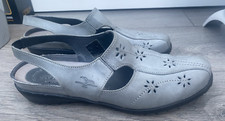 Fly Flot Ladies Size 7 Shoes Grey Leather Slingbacks (40) Anatomic Comfort
