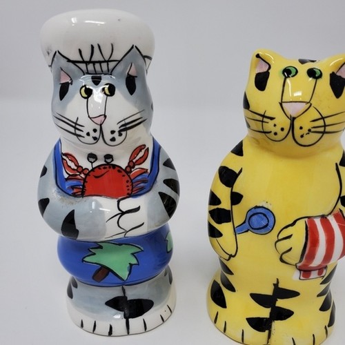 NOVELTY SALT & PEPPER SHAKERS COOKING CATS CHEF & SOUS CHEF - Picture 3 of 8
