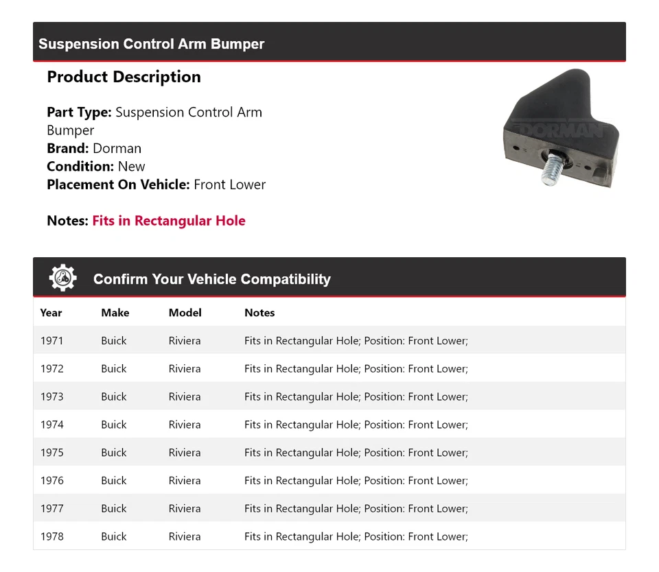 Нижний передний бампер рычаг управления подвеской для Buick Riviera Dorman 1971-1978 годов выпуска - Изображение 2 из 4