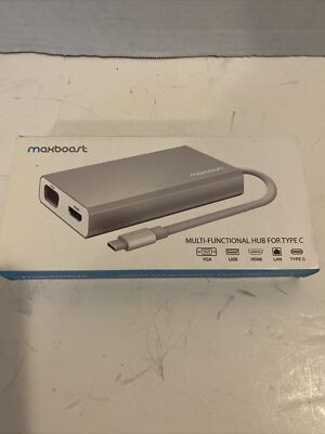 Maxboost Multifunctional Hub for Type C - to USB 3.0, HDMI, VGA & Ethernet