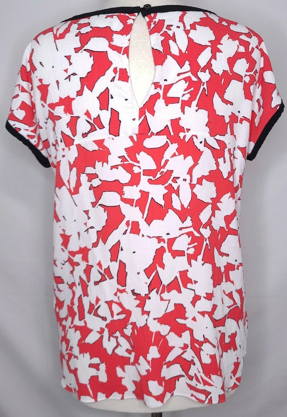 Camicetta tunica Kate Spade taglia 10 rossa nera bianca astratta floreale crepe top