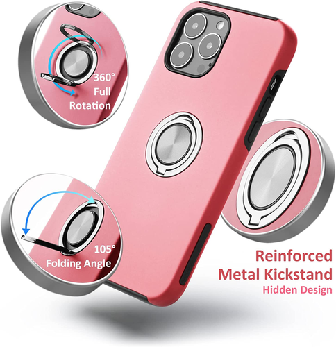 Slim Pink Case for iPhone 13 Pro – Rugged & Impact-Resistant Design + Ring Stand - Picture 4 of 8