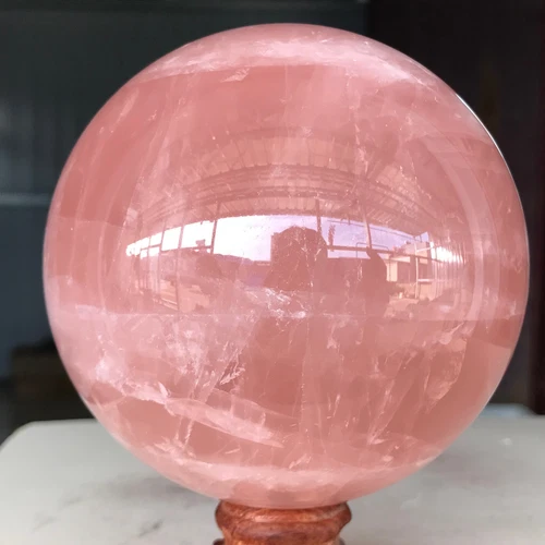1412g  Natural Pink Rose Quartz Crystal Sphere Mineral specimen Healing B649