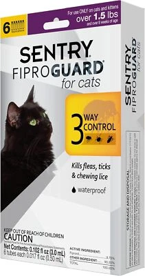 SENTRY Fiproguard for Cats, Flea and Tick Prevention for Cats - 1.5 Pounds