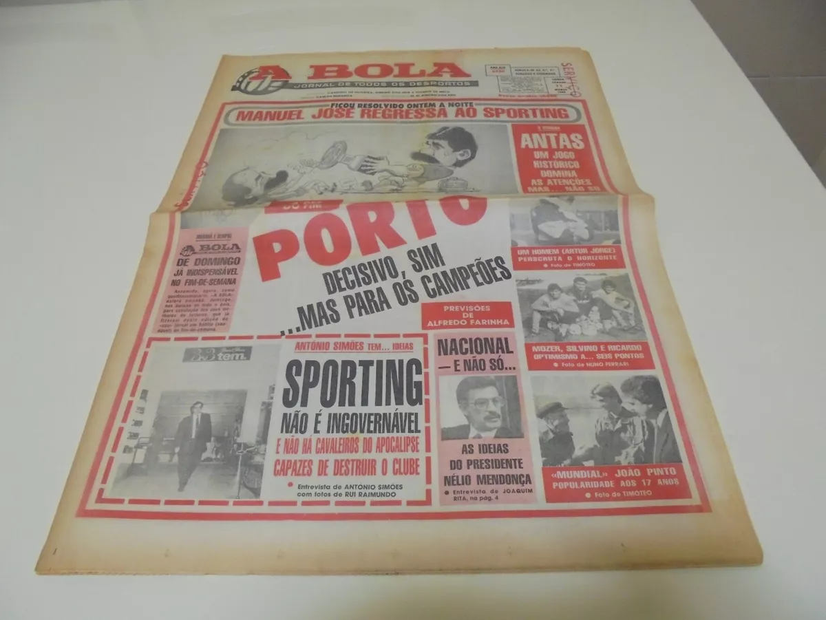 BOLA Portuguese Newspaper #6534 edition 11 March 1989