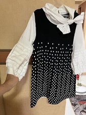 BEAUTIFUL WHT EYELET LACE BELL SLEEVE& SWEATER KNIT BODY WORK PARTY TUNIC DRESS