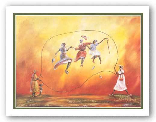 Golden Girls Jump Rope Charles Rogers African American Art Print