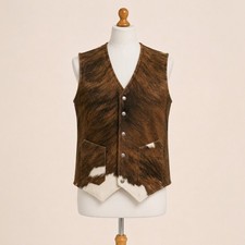 Brindle Brown Hair-On Cowhide Western Snap Vest