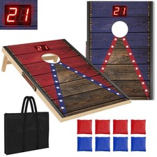 Cornhole Board Set 3 x 2 ft Portable 8 Bean Bags Score Counter HQGZQL Games Game