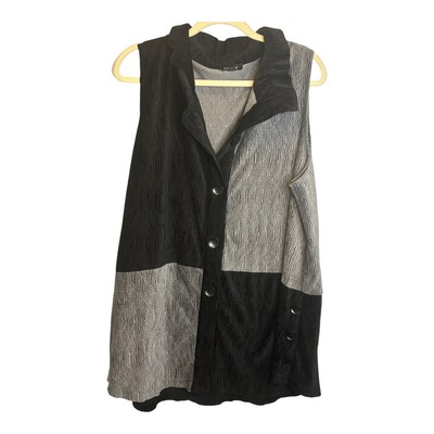 Damee Vest Sleeveless Women's Size 2X Velour Black Gray