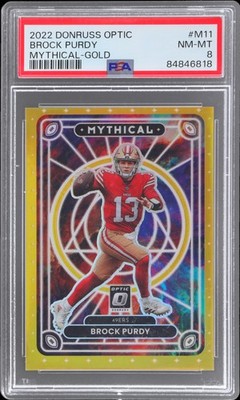 2022 Donruss Optic Brock Purdy #M11 PSA 8 RC Mythical Gold 1/10 Football NM-MT